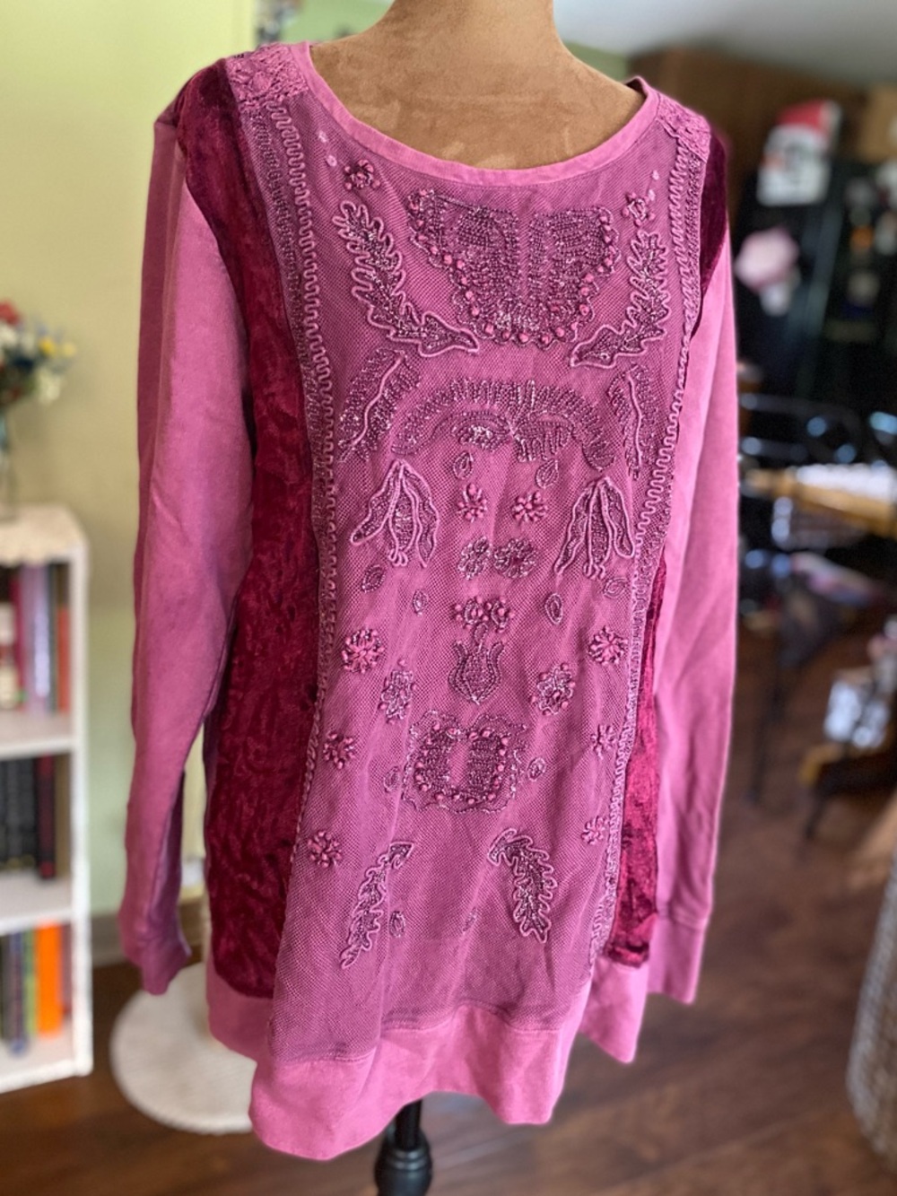 Soft surroundings purple embroider long sleeve top